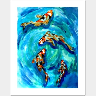 Koi Carps in Water Vortex Posters and Art